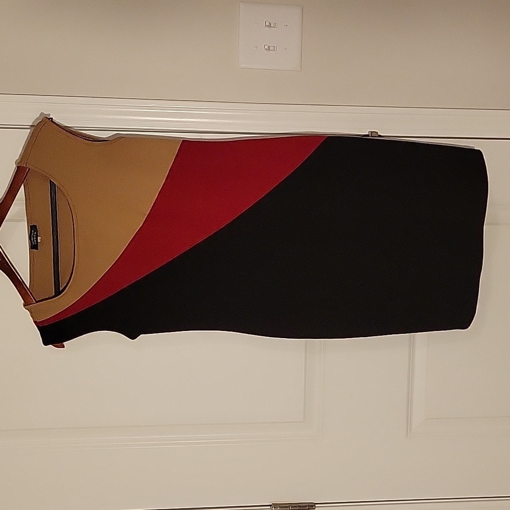 Spense Business dress red tan black sleeveless